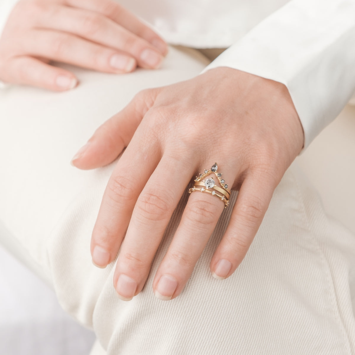 Salt and Pepper Diamantring "Stern"